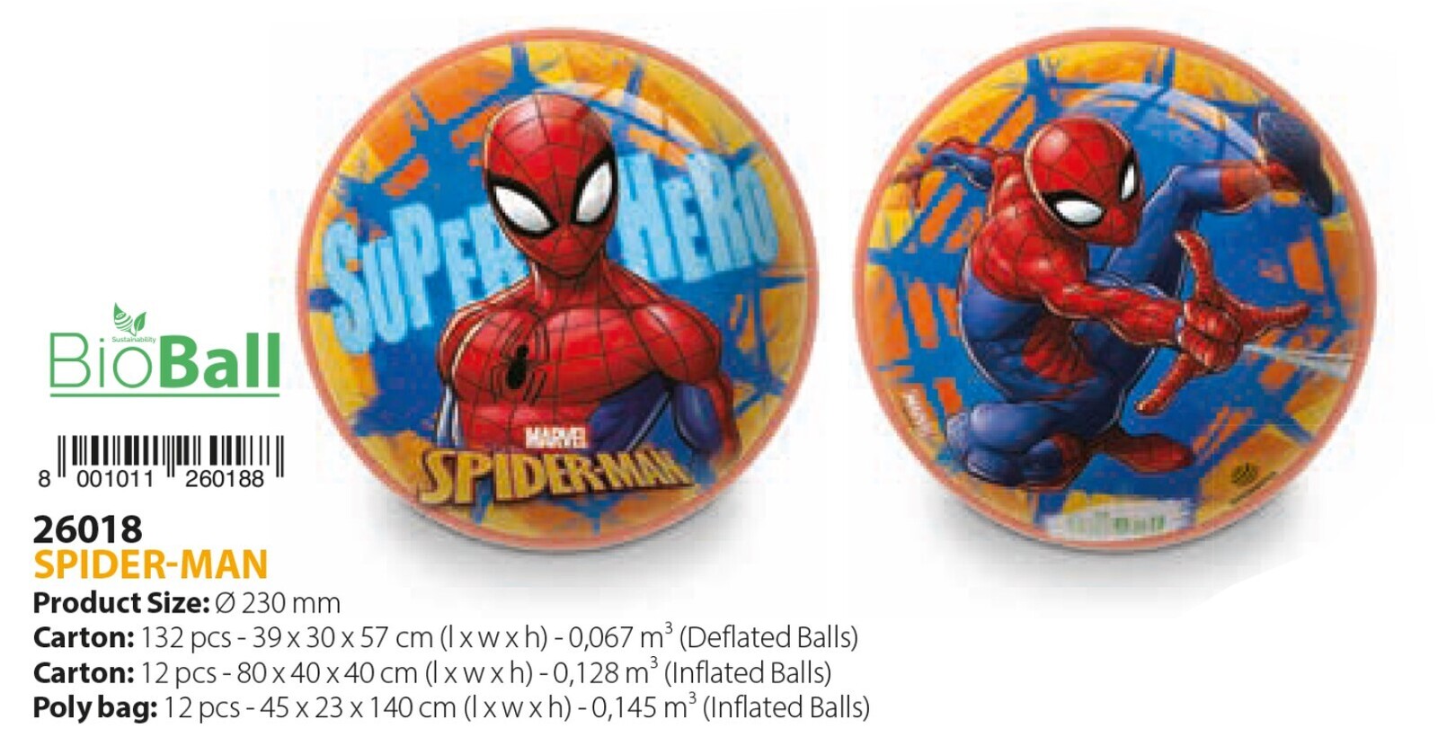 PALLONE BIO  DIAM.230 SPIDER-MAN