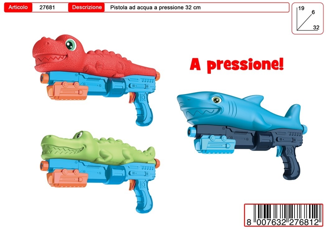 PISTOLA ACQUA FANTASIA A PRESSIONE 32CM