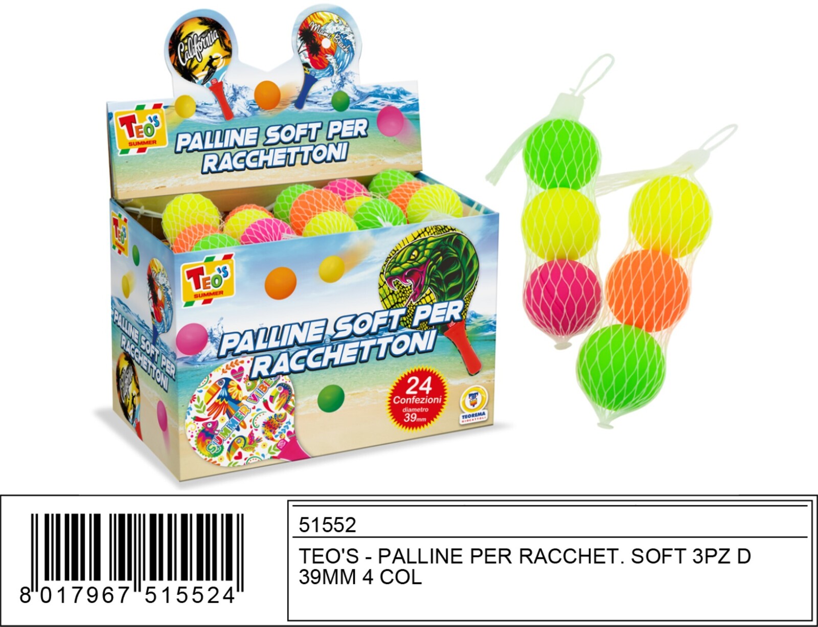PALLINE PER RACCHETTE  SOFT 3PZ RETE