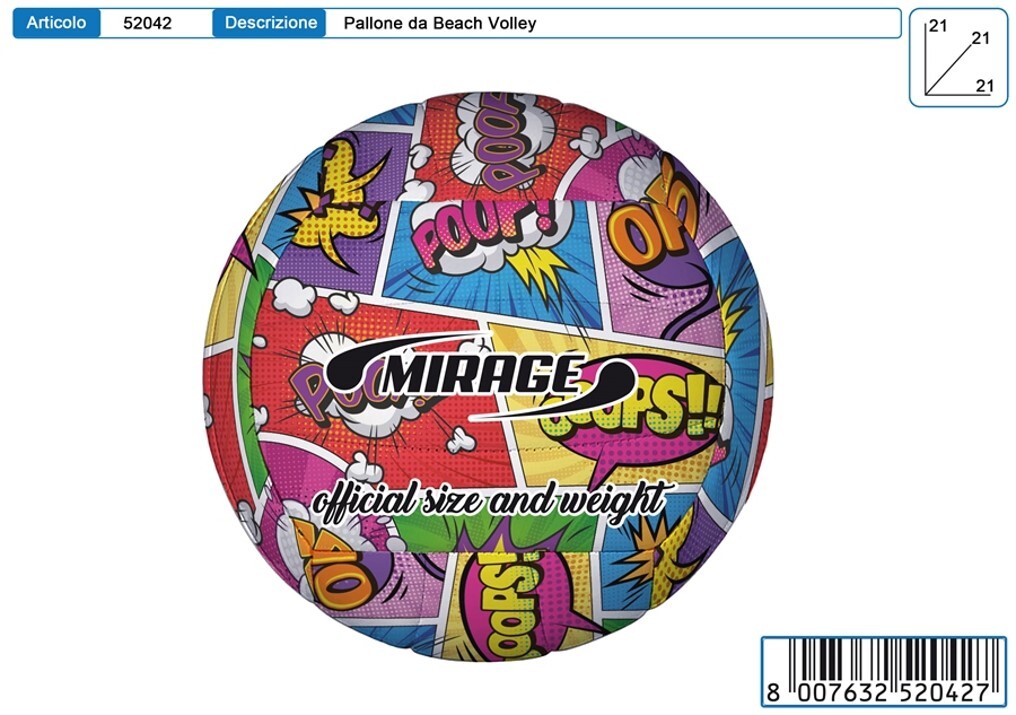 PALLONE DA BEACH VOLLEY FUMETTI