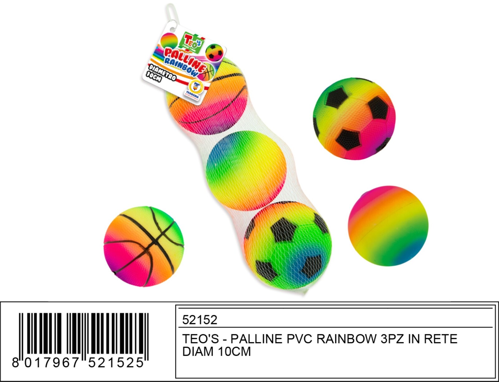 PALLINE PVC RAINBOW 3PZ RETE DIAM 10