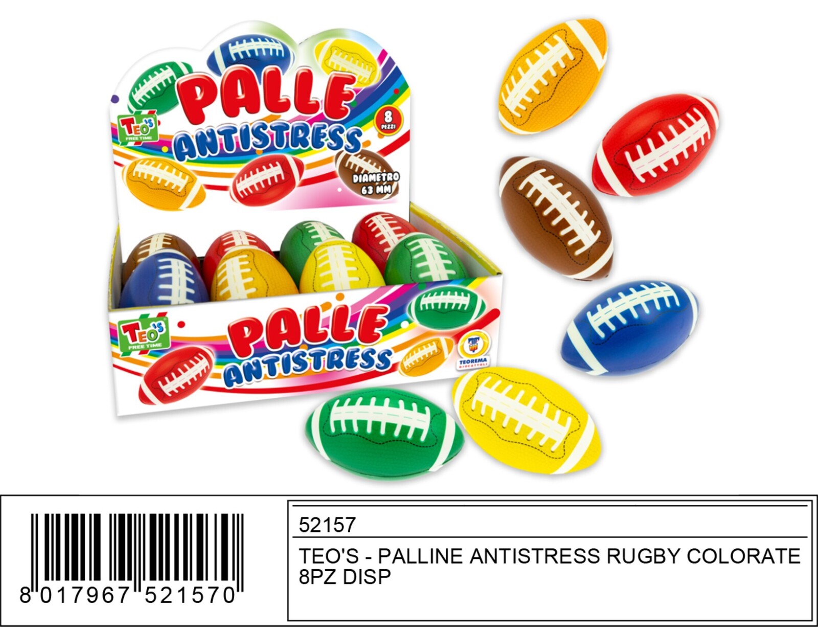 PALLINE RIMBALZINE RUGBY 8PZ