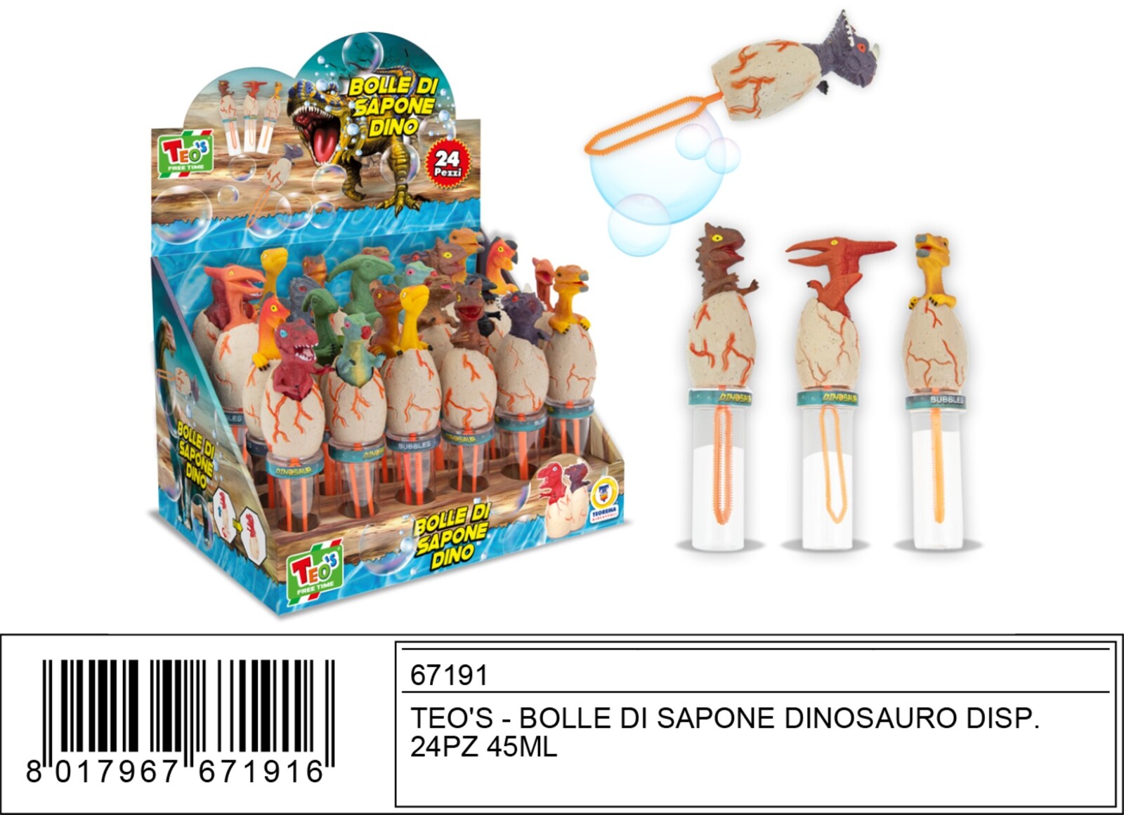 BOLLE DI SAPONE DINOSAURO 24 PZ