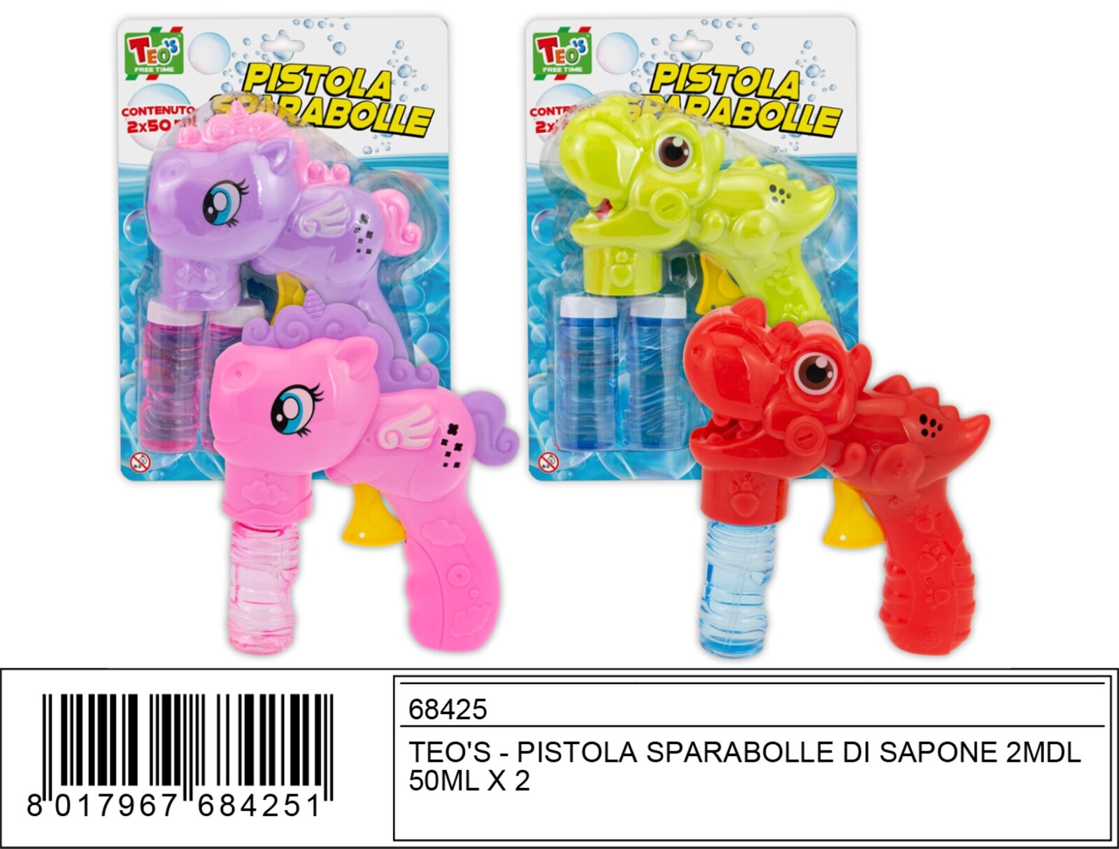 PISTOLA SPARABOLLE DI SAPONE 