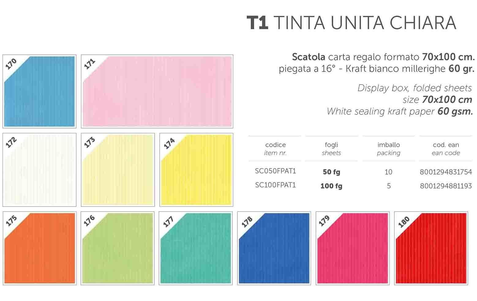 CARTA REGALO 50 FG. 70X100 T.UNITA LIGHT