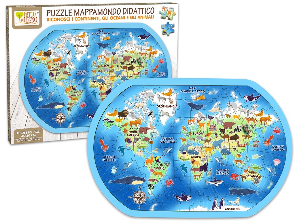 FATTO DI LEGNO PUZZLE MAPPAMONDO